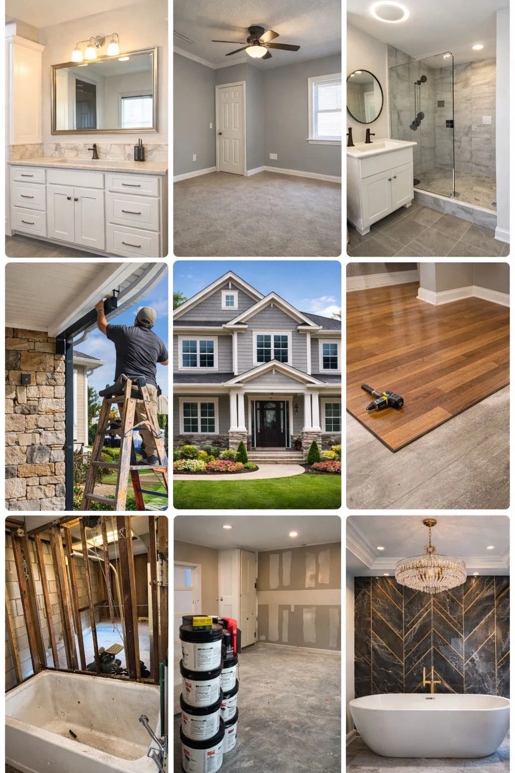 Kitchen remodel and home renovation project collage showing before and after — Central Florida Renovations Orlando FL